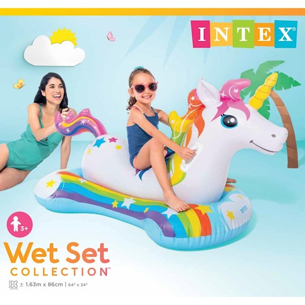INTEX Uppblåsbar enhörning 163x86 cm multifärg