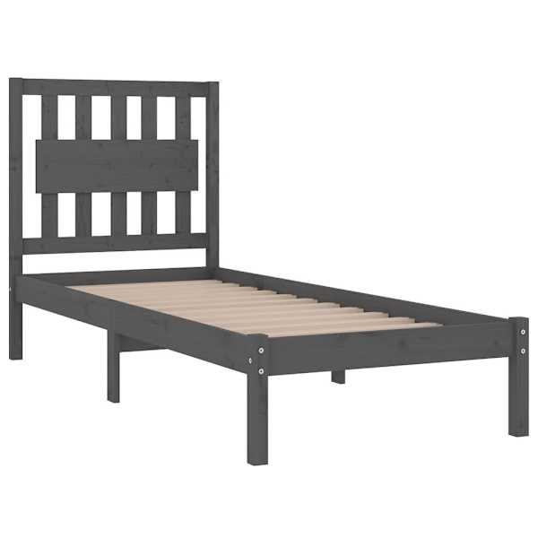 vidaXL Sängram grå massiv furu 100x200 cm enkelsäng Grå
