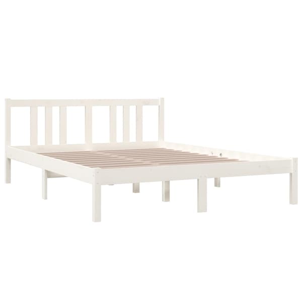 vidaXL Sängram vit massivt trä 140x190 cm Vit