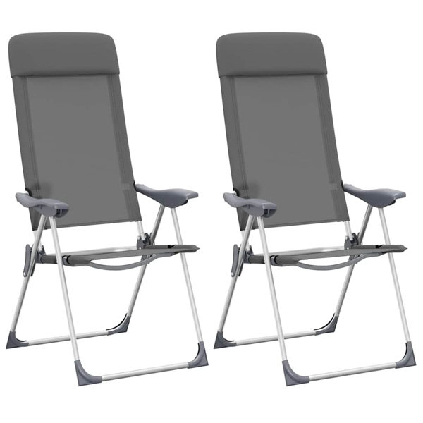 vidaXL Hopfällbara campingstolar 2 st aluminium grå grå