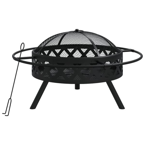 vidaXL Eldstad med eldgaffel 70 cm XXL stål Svart
