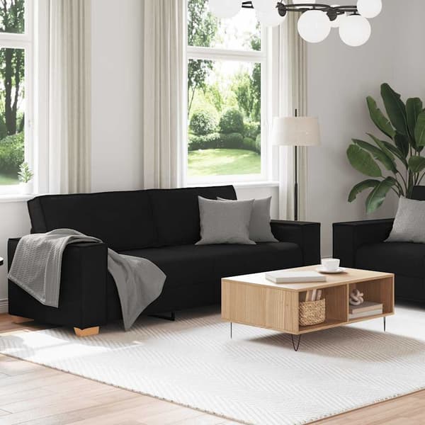 vidaXL Soffgrupp med dynor 2 delar svart tyg art
