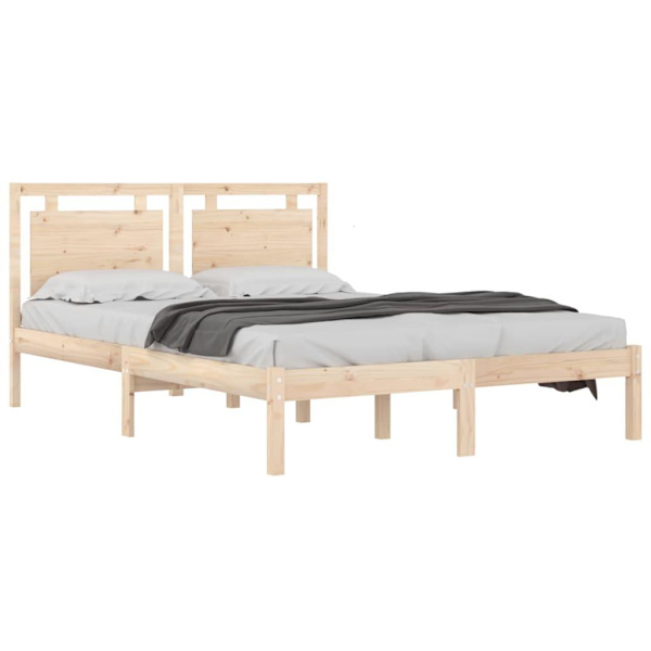 vidaXL Sängram massivt trä 120x190 cm Brun