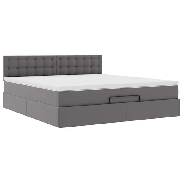 vidaXL Ottoman sängram med madrass grå 160x200 cm konstläder Grå