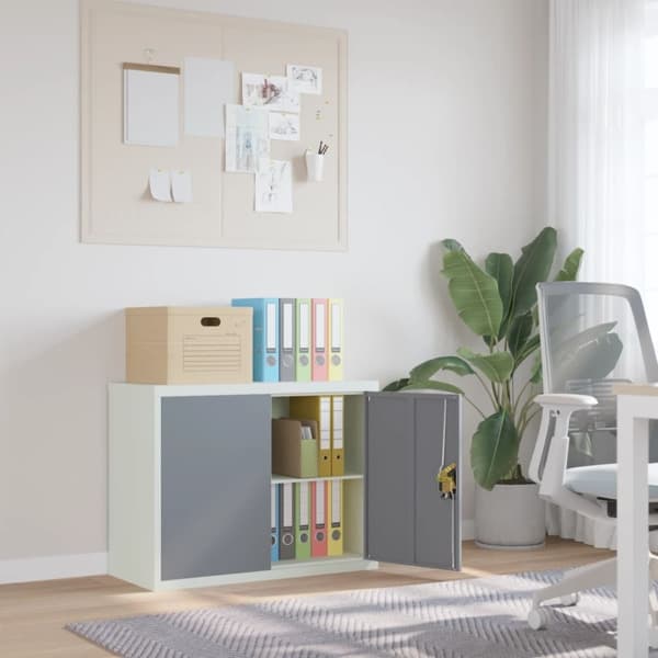vidaXL Dokumentskåp ljusgrå och mörkgrå 90x40x70 cm stål Grå