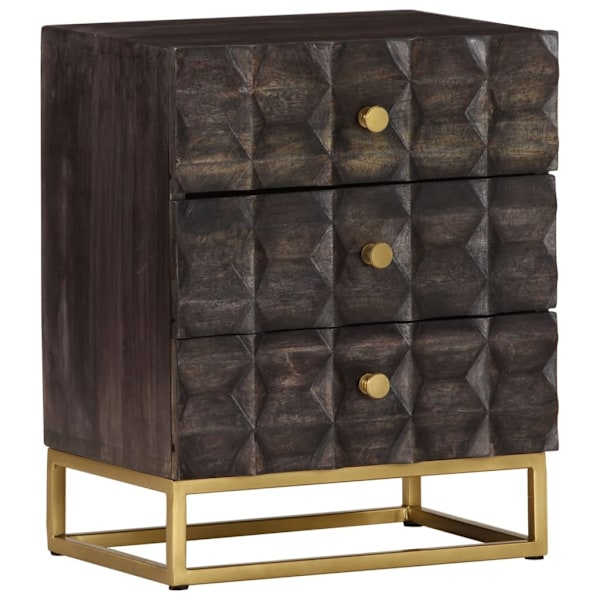 vidaXL Sängbord 40x30x50 cm massivt mangoträ Svart