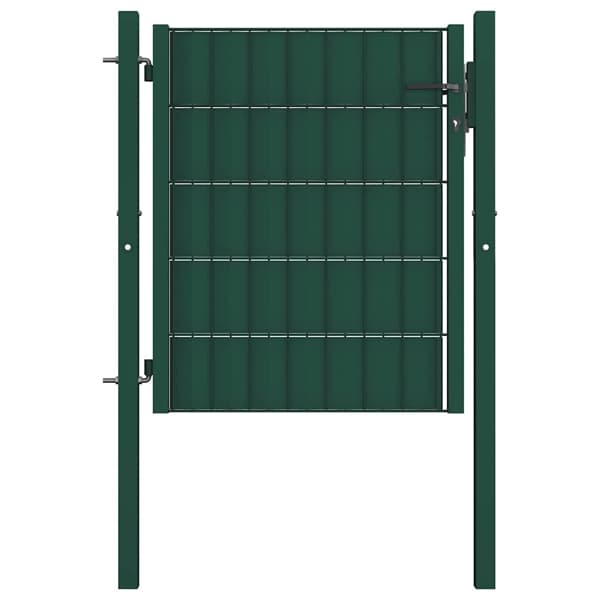 vidaXL Staketgrind PVC och stål 100x81 cm grön Grön