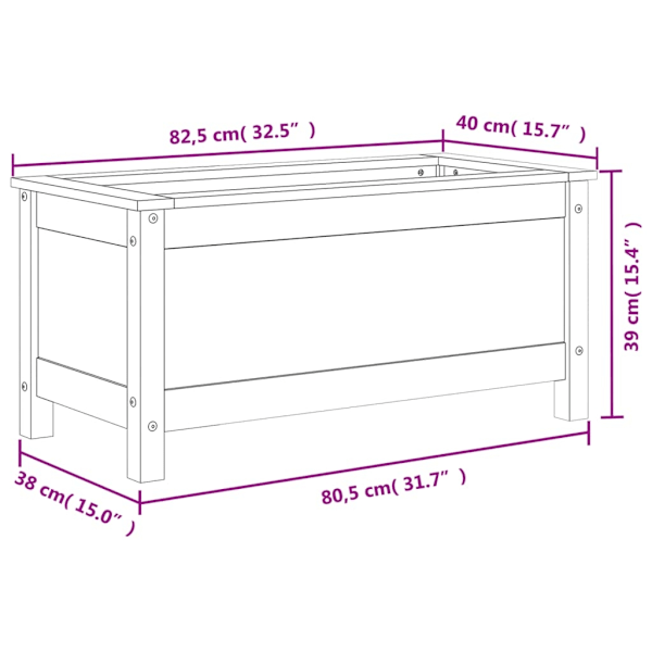 vidaXL Odlingslåda 82,5x40x39 cm grå massiv furu Grå