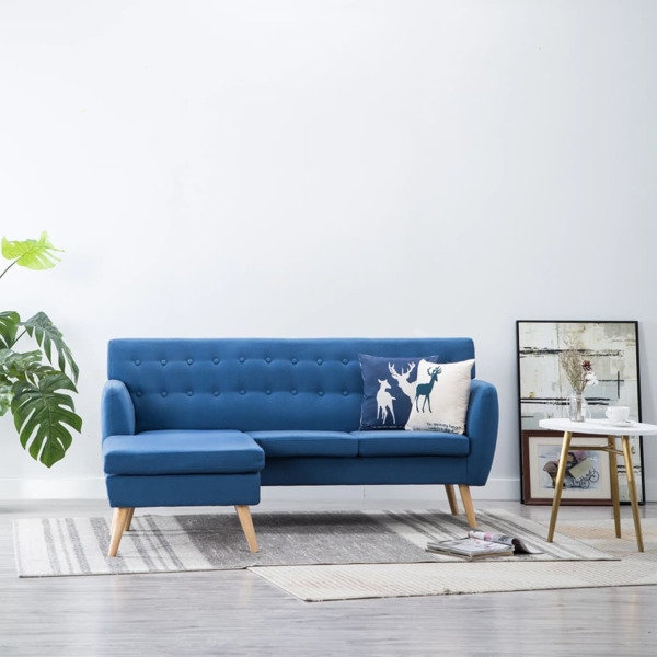 vidaXL Soffa L-formad tyg 171,5x138x81,5 cm blå Blå