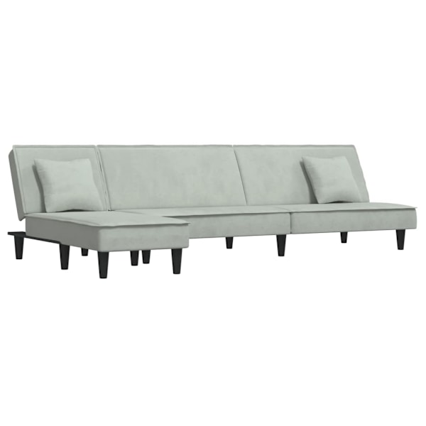 vidaXL L-formad bäddsoffa ljusgrå 255x140x70 cm sammet Grå