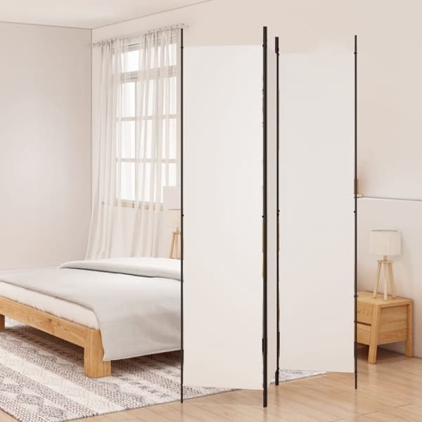 vidaXL Rumsavdelare 3 paneler vit 150x220 cm tyg Vit