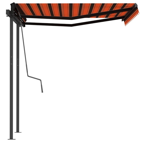 vidaXL Markis med stolpar automatisk infällbar 3x2,5 m orange och brun Orange