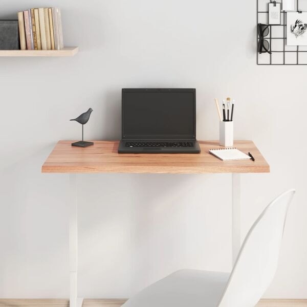 vidaXL Bordsskiva ljusbrun 80x50x2 cm behandlad massiv ek Brun