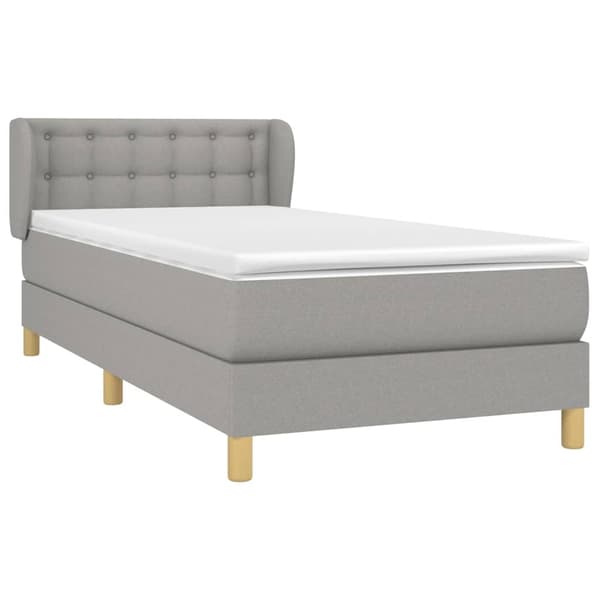 vidaXL Ramsäng med madrass ljusgrå 90x190 cm tyg Grå