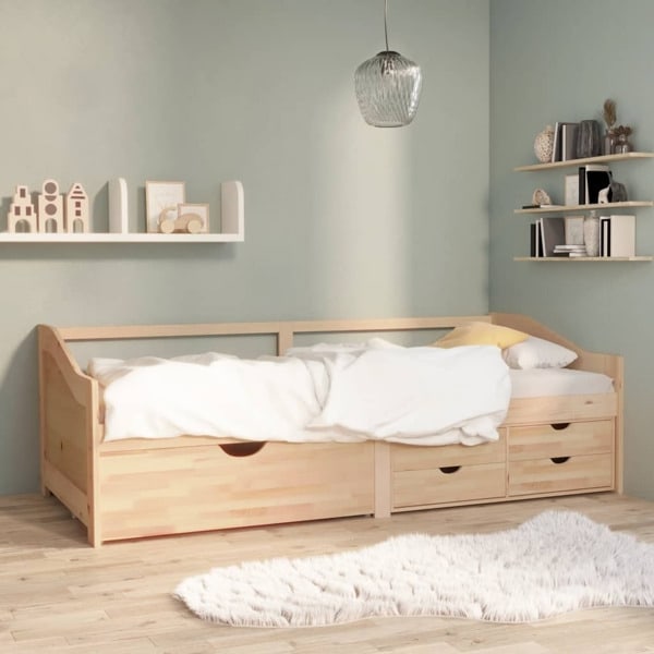 vidaXL Dagbädd 3-sits med lådor massiv furu 90x200 cm Brun