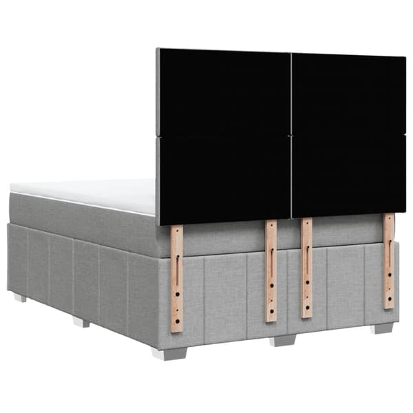 vidaXL Ramsäng med madrass ljusgrå 140x190 cm tyg Grå