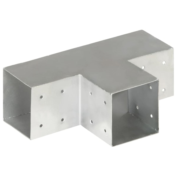 vidaXL Stolpbeslag 4 st T-form galvaniserad metall 101x101 mm Silver