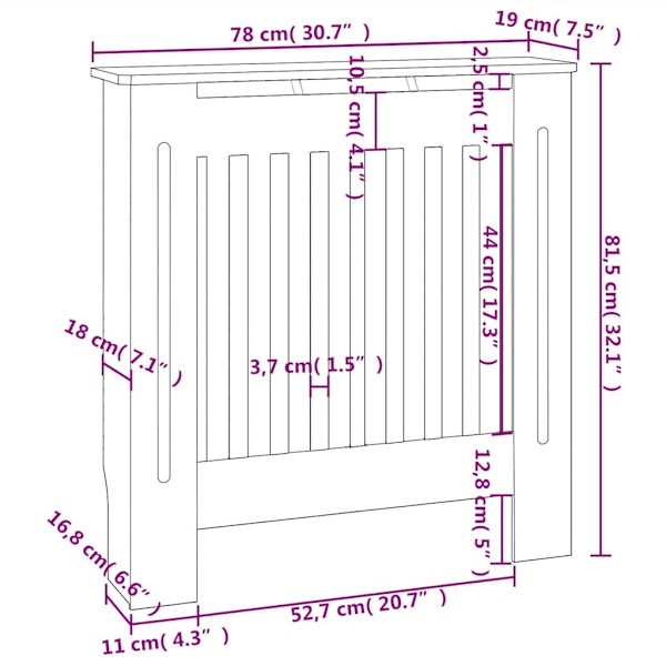 vidaXL Elementskydd MDF 78 cm Brun