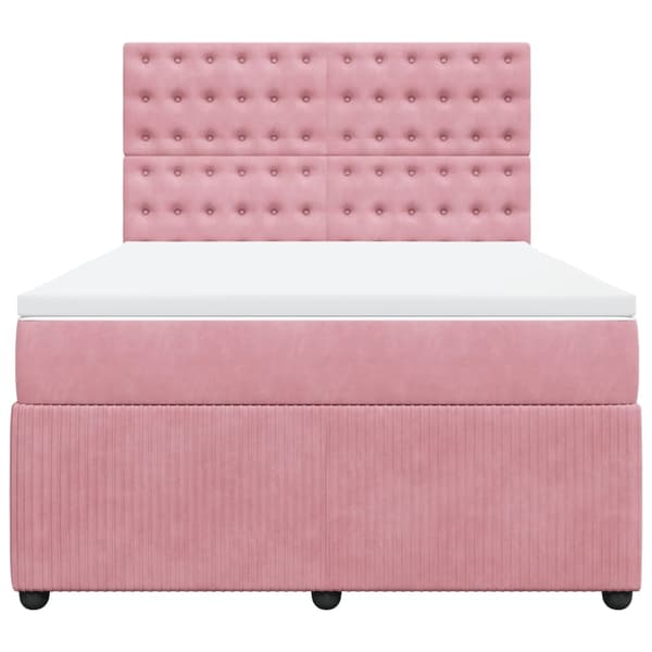 vidaXL Ramsäng med madrass rosa 160x200 cm sammet Rosa