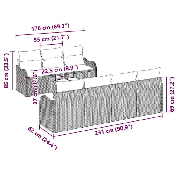 vidaXL Trädgårdsoffset Grå 55 x 55 x 37 cm konstrotting Grå