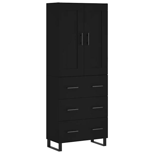 vidaXL Högskåp svart 69,5x34x180 cm konstruerat trä Svart