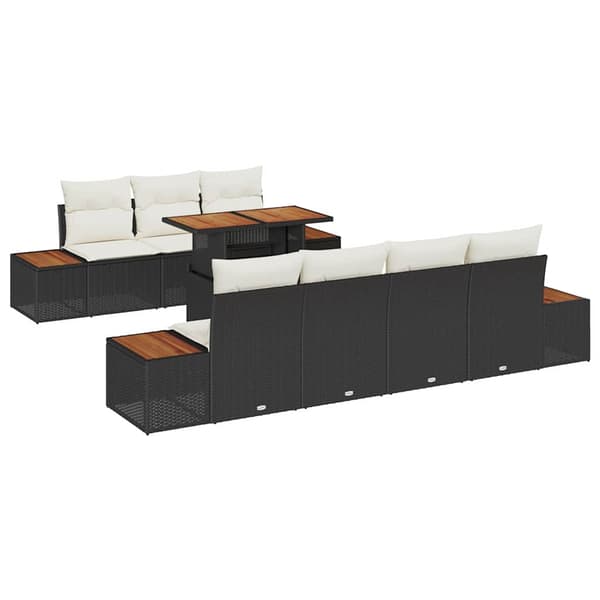 vidaXL Trädgårdsoffset 8 st Svart Poly rattan Svart