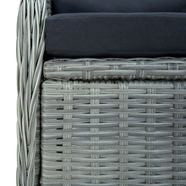 vidaXL Justerbar trädgårdsstol med dynor konstrotting ljussgrå grå