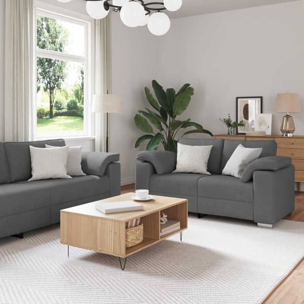 vidaXL Soffa 2 pcs Mörkgrå 219 x 80 x 82 cm tyg Grå