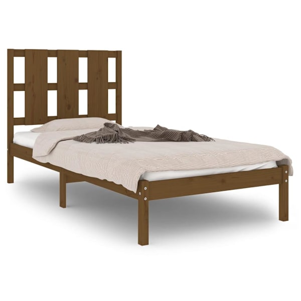 vidaXL Sängram honungsbrun massiv furu 100x200 cm enkelsäng Brun