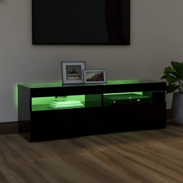 vidaXL TV-bänk med LED-belysning svart 120x35x40 cm Svart