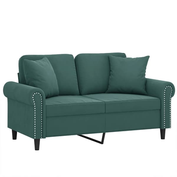 vidaXL 2-sitssoffa med prydnadskuddar mörkgrön 120 cm sammet Grön