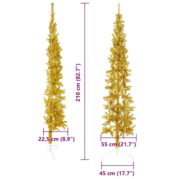 vidaXL Smal halv plastgran med stativ guld 210 cm Guld