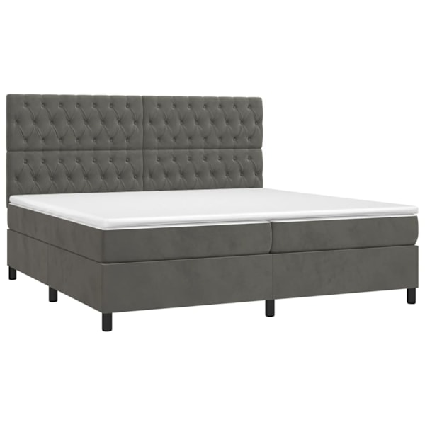 vidaXL Ramsäng med madrass mörkgrå 200x200 cm sammet Grå