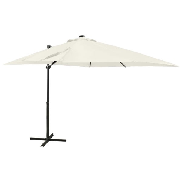 vidaXL Frihängande parasoll med stång och LED sand 250 cm Beige