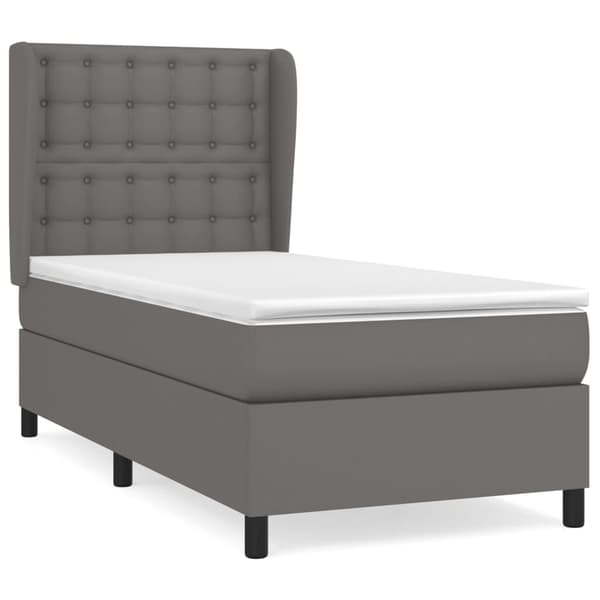 vidaXL Ramsäng med madrass grå 90x200 cm konstläder Grå
