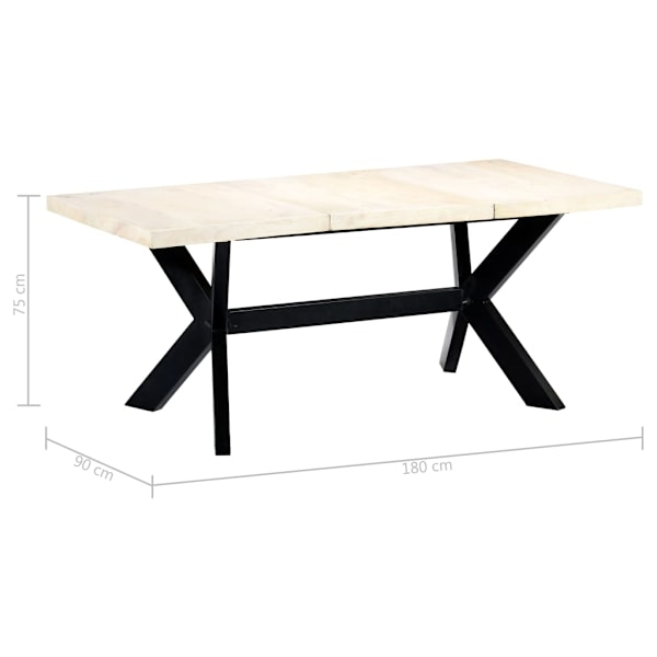 vidaXL Matbord 180x90x75 cm massivt mangoträ vit Vit