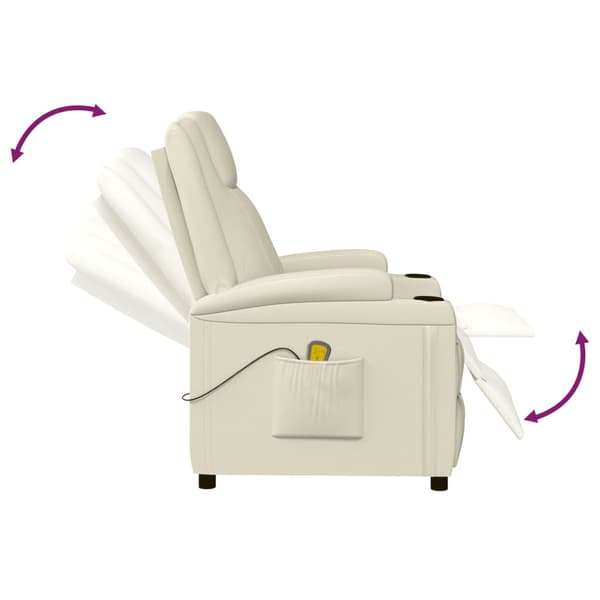 vidaXL Massagefåtölj gräddvit konstläder Vit