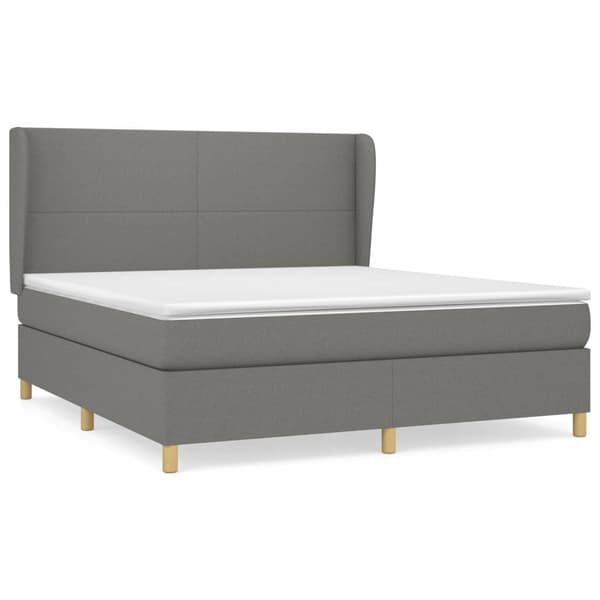 vidaXL Ramsäng med madrass mörkgrå 180x200 cm tyg Grå