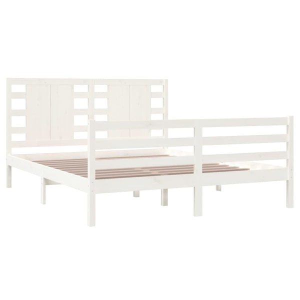 vidaXL Sängram vit massiv furu 160x200 cm Vit