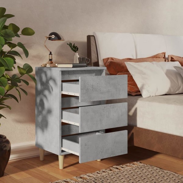 vidaXL Sängbord med ben i massivt trä 2 st betonggrå 40x35x69 cm grå