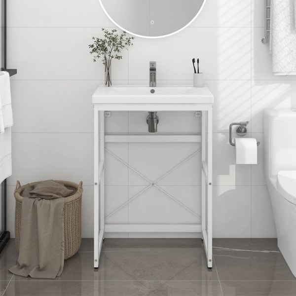 vidaXL Ram för tvättställ vit 59x38x83 cm järn Vit
