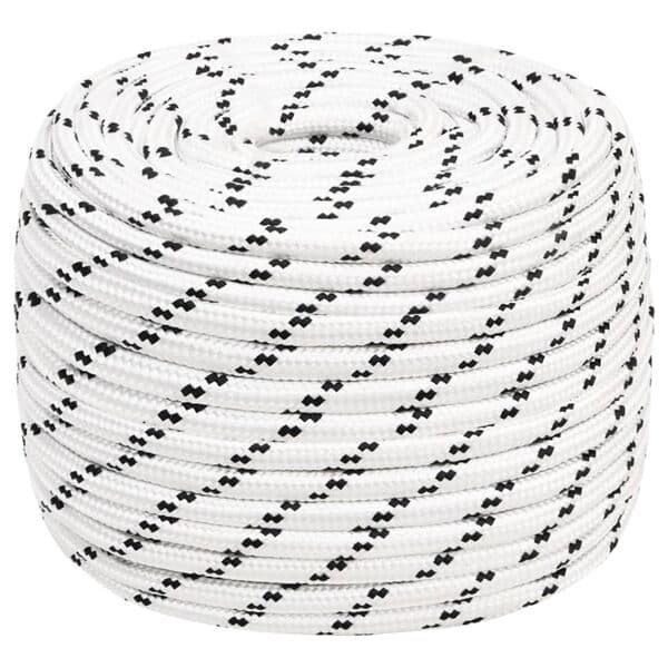 vidaXL Båtlina flätad vit 12 mm x 100 m polyester Vit