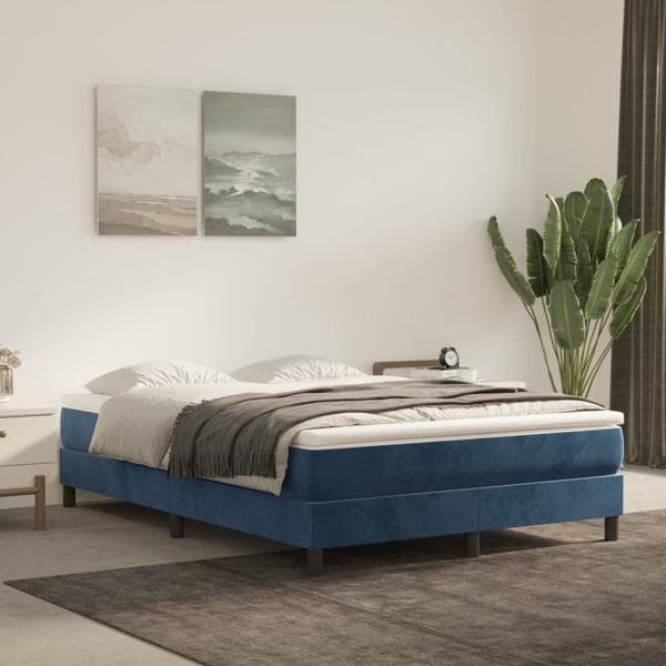 vidaXL Ramsäng mörkblå 140x190 cm sammet Blå