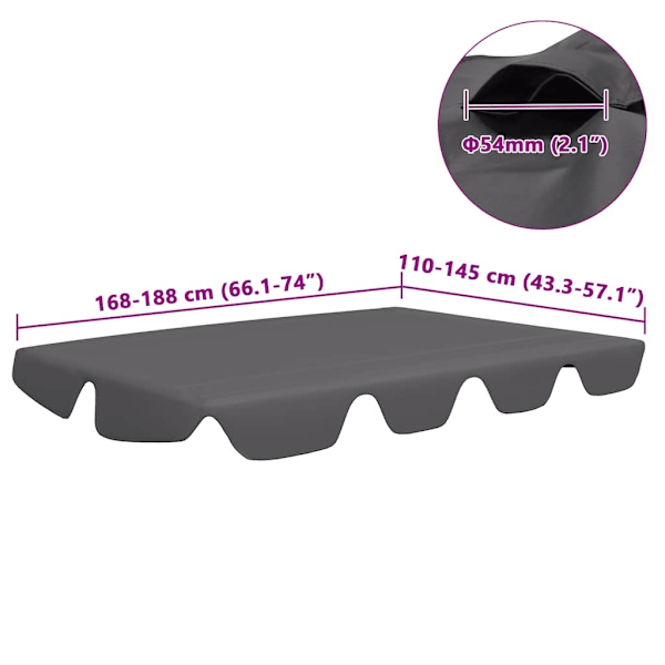 vidaXL Reservtak för hammock antracit 188/168x145/110cm Antracit