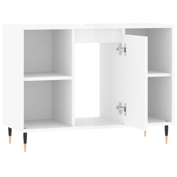vidaXL Badrumsskåp vit högglans 80x33x60 cm konstruerat trä Vit