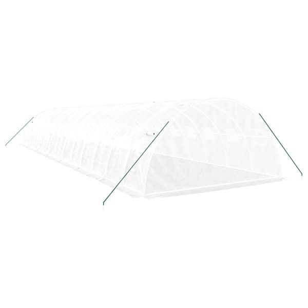 vidaXL Växthus med stålram vit 56 m² 14x4x2 m Vit