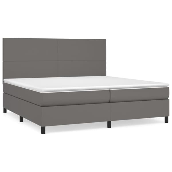 vidaXL Ramsäng med madrass grå 200x200 cm konstläder Grå