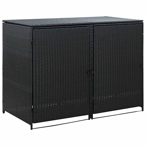 vidaXL Skjul för 2 soptunnor konstrotting 148x80x111 cm svart Svart