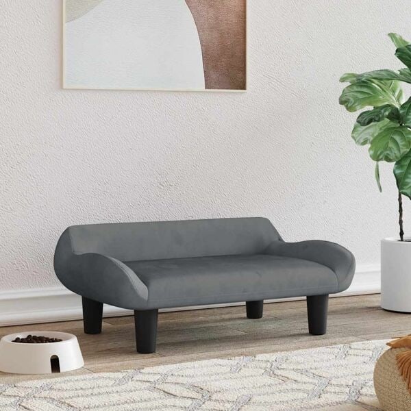 vidaXL Hundbädd mörkgrå 70x40x24 cm sammet Grå