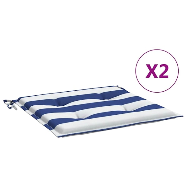 vidaXL Stolsdynor 2 st blå&vit randig 40x40x4 cm tyg Flerfärgsdesign